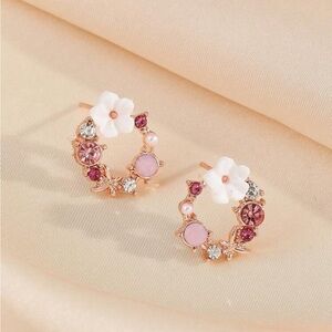 Floral Rose Gold Earrings